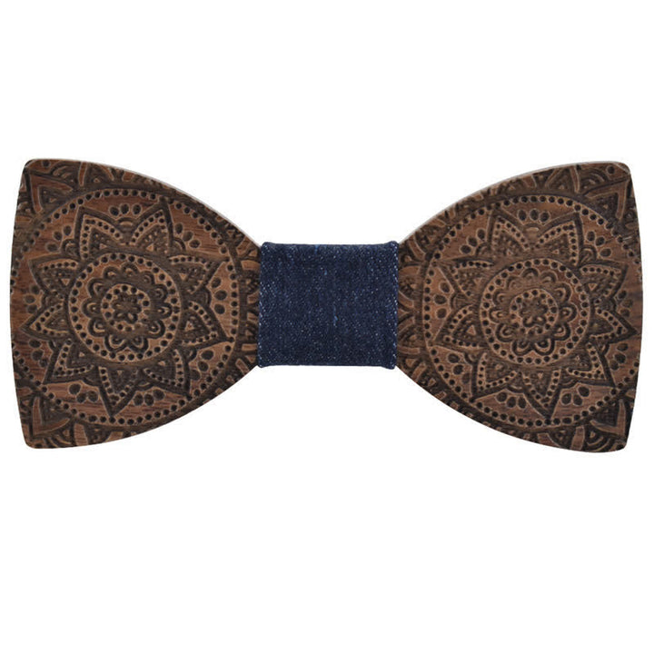 Papillon in legno con incisione di lusso da uomo - Blu scuro - image 4