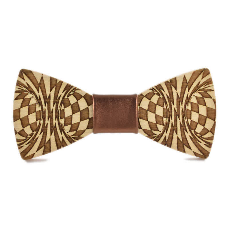 Papillon in legno con motivo a incisione creativa Dizzy da uomo - Marrone - image 6