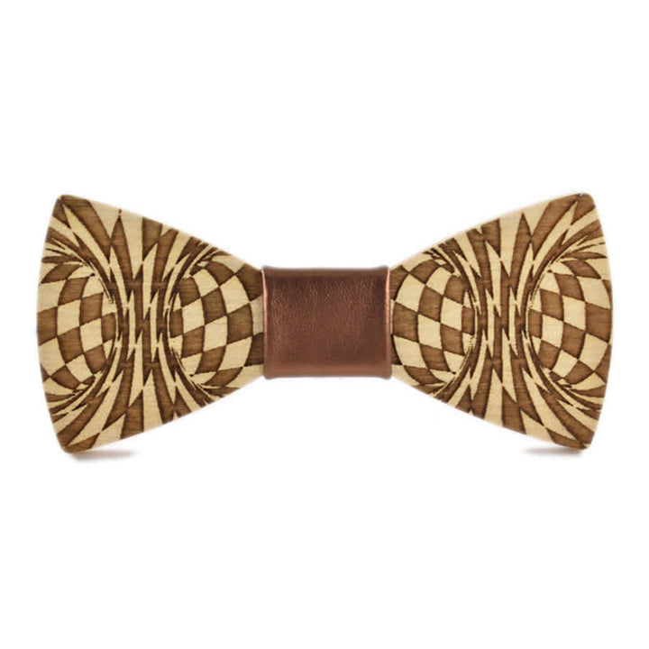 Papillon in legno con motivo a incisione creativa Dizzy da uomo - Marrone - image 6