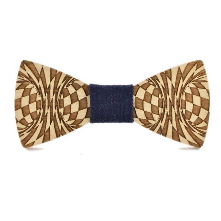Papillon in legno con motivo a incisione creativa Dizzy da uomo - Blu scuro - image 4