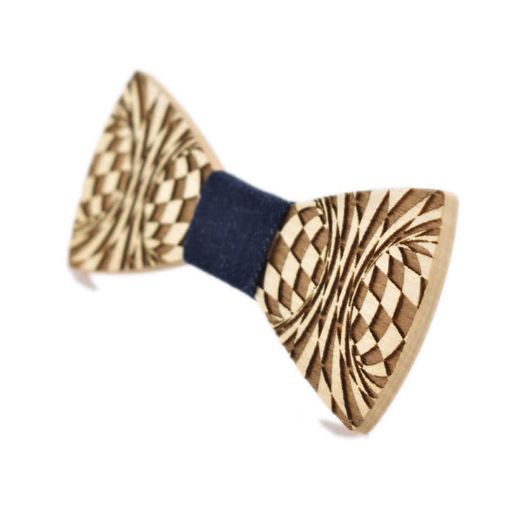 Papillon in legno con motivo a incisione creativa Dizzy da uomo - image 1