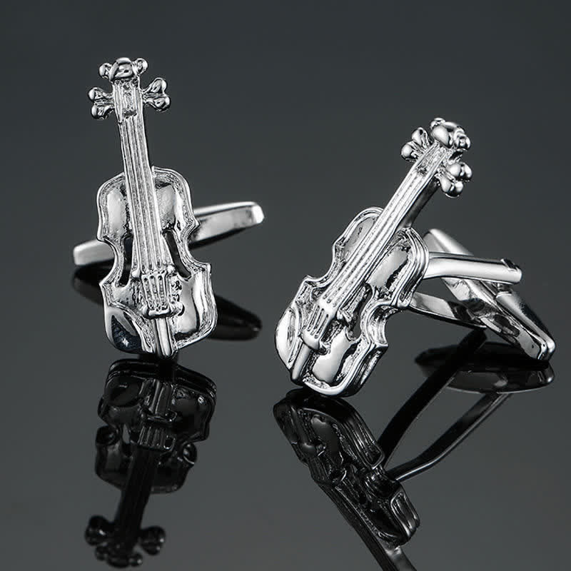 Gemelli da uomo eleganti con nota di strumento musicale - Violino d'argento - image 18
