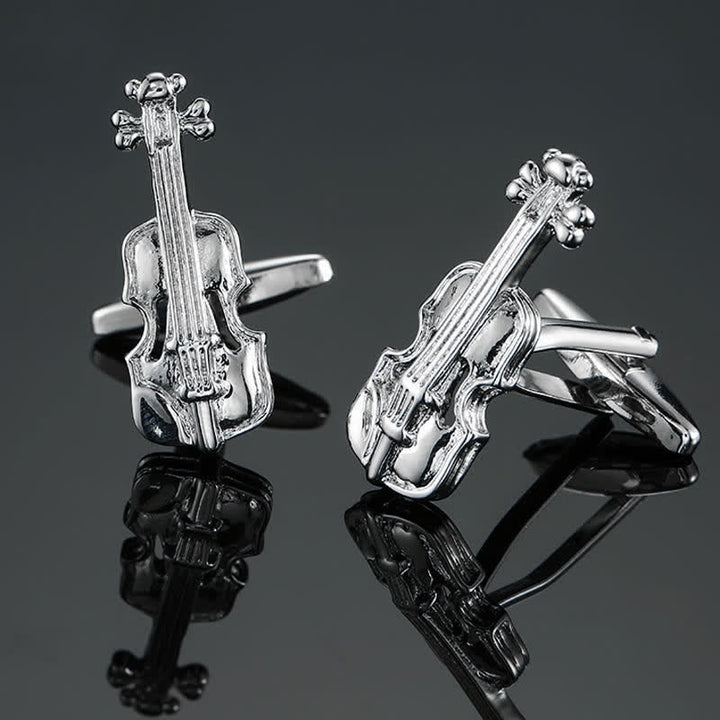 Gemelli da uomo eleganti con nota di strumento musicale - Violino d'argento - image 18