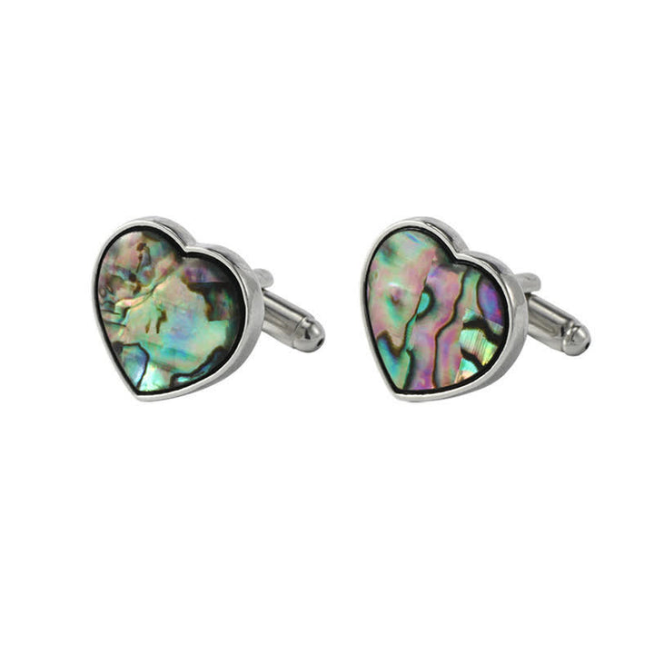 Gemelli da camicia da uomo in pietra con conchiglia di abalone colorata - Stile n. 4 - image 8