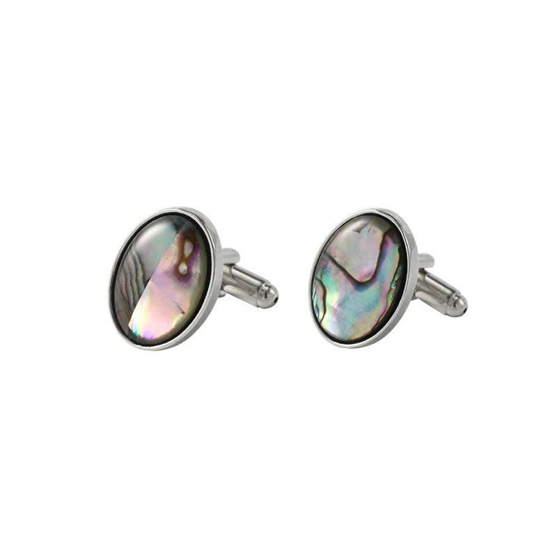 Gemelli da camicia da uomo in pietra con conchiglia di abalone colorata - Stile n. 3 - image 6