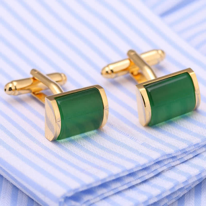 Gemelli da camicia da uomo romantici in oro smeraldo opale - image 3