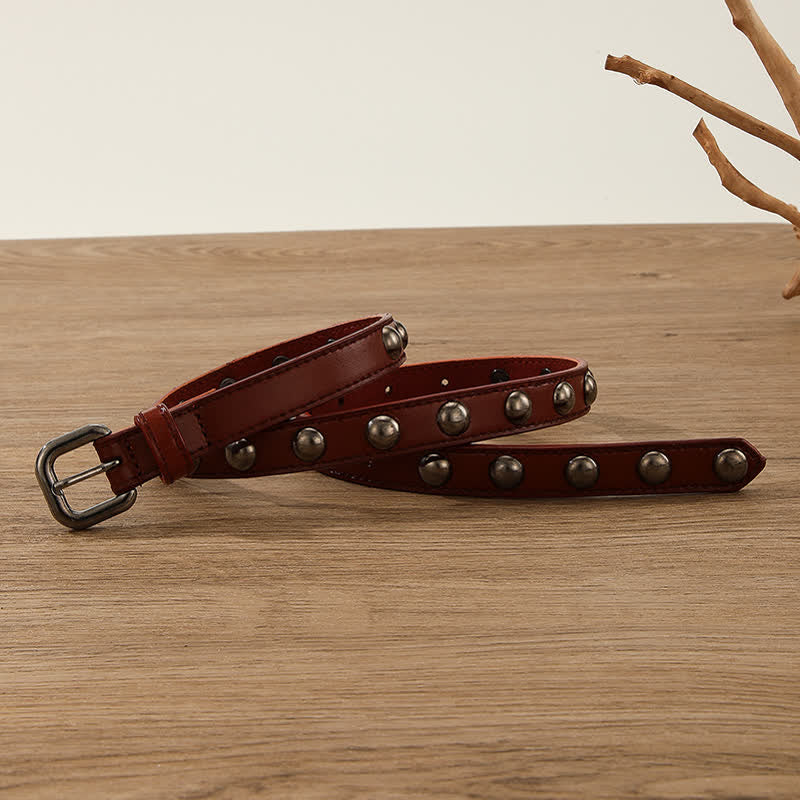 Cintura in pelle con borchie rotonde punk rock da donna - image 1