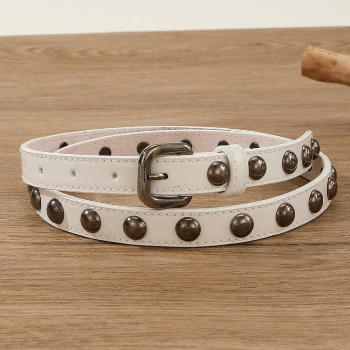 Cintura in pelle con borchie rotonde punk rock da donna - Bianco - 36 - image 5