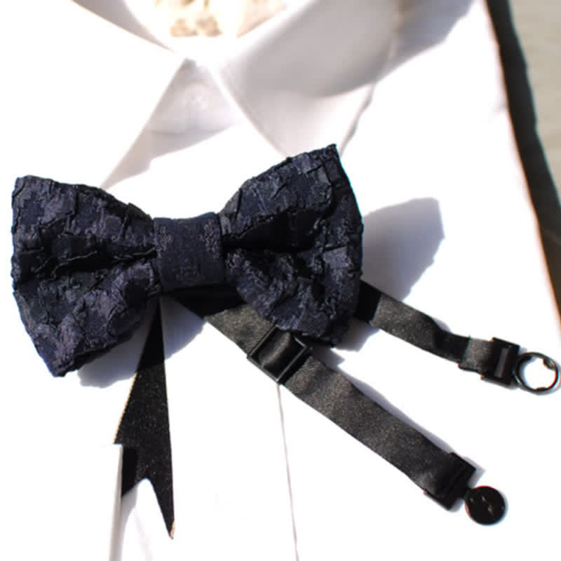Papillon elegante da uomo in jacquard nero floreale - image 5
