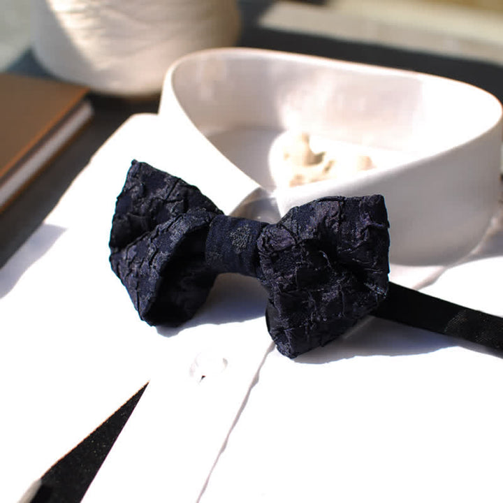 Papillon elegante da uomo in jacquard nero floreale - image 0