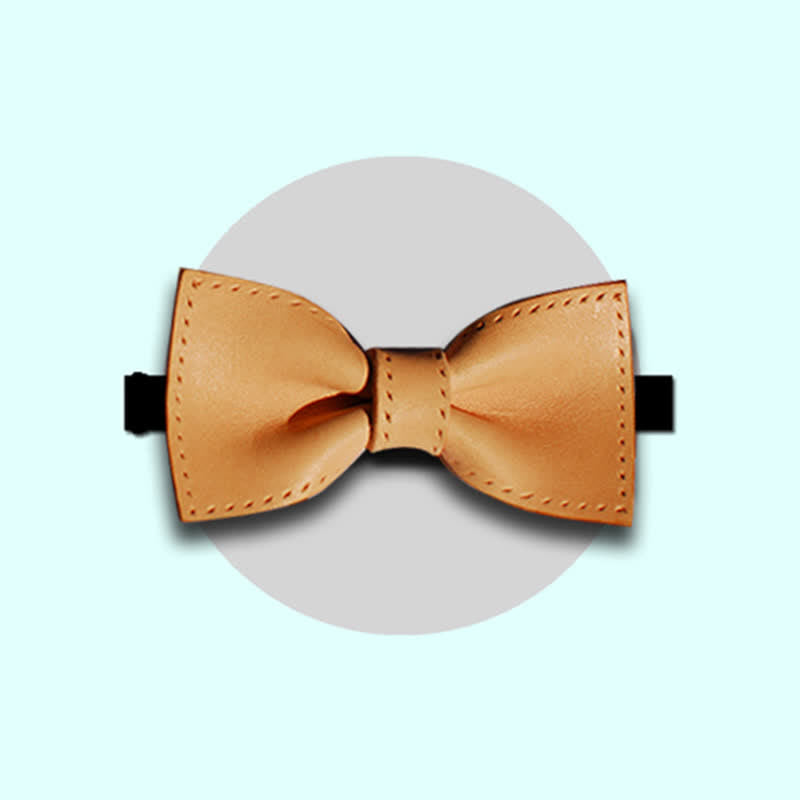 Papillon personalizzato in pelle conciata al vegetale da uomo - Stile n. 3 - image 8
