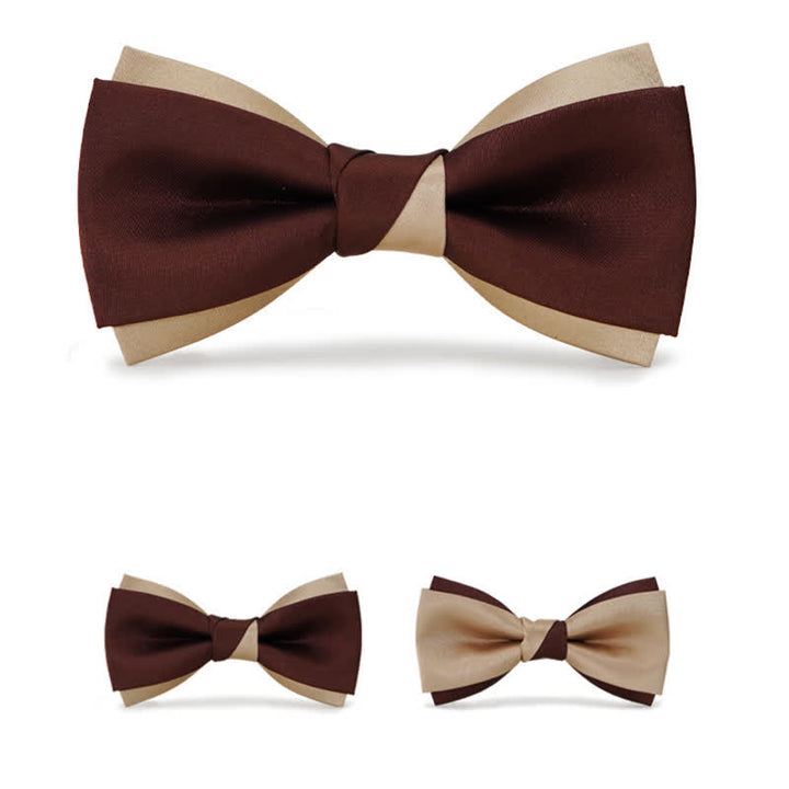 Papillon doppio strato marrone e champagne di lusso da uomo - image 2