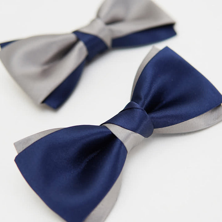 Papillon da uomo a doppio strato blu navy e argento Noble - image 3