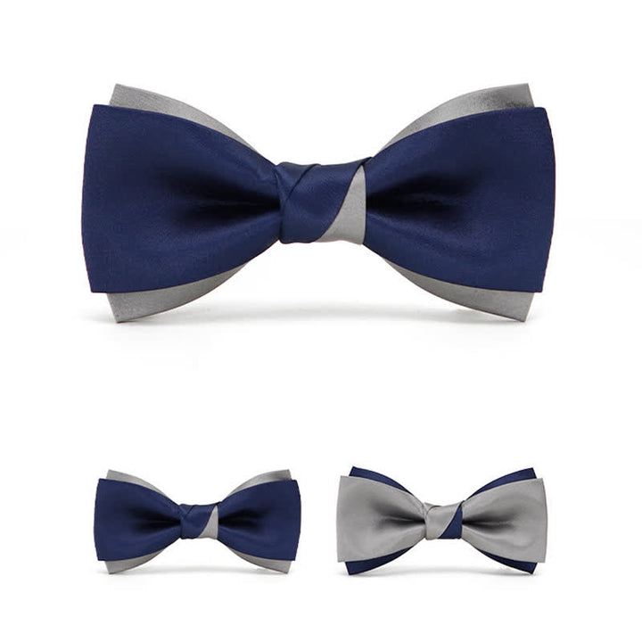 Papillon da uomo a doppio strato blu navy e argento Noble - image 1