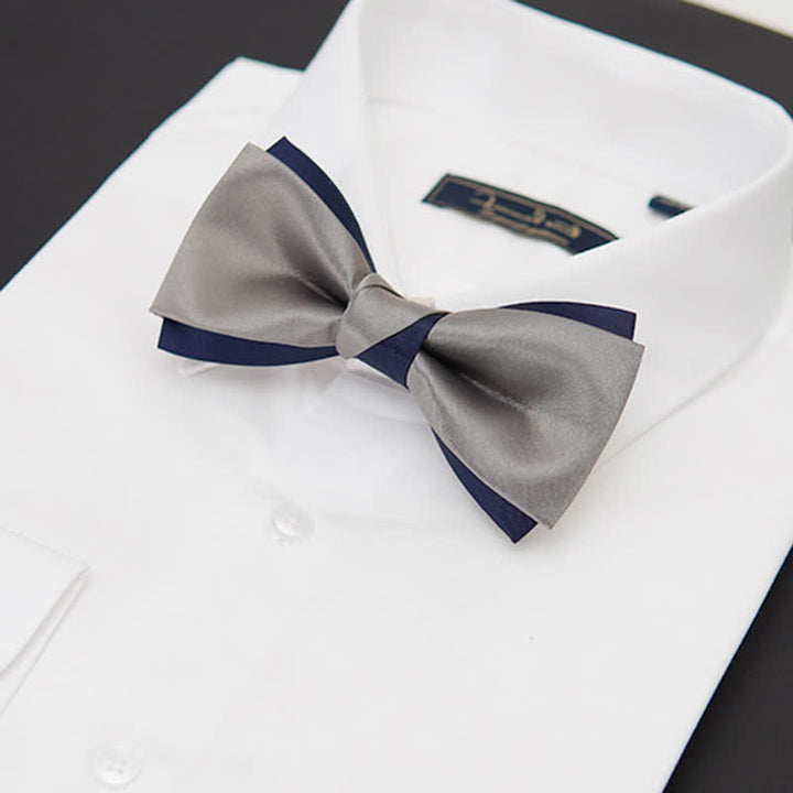 Papillon da uomo a doppio strato blu navy e argento Noble - image 5