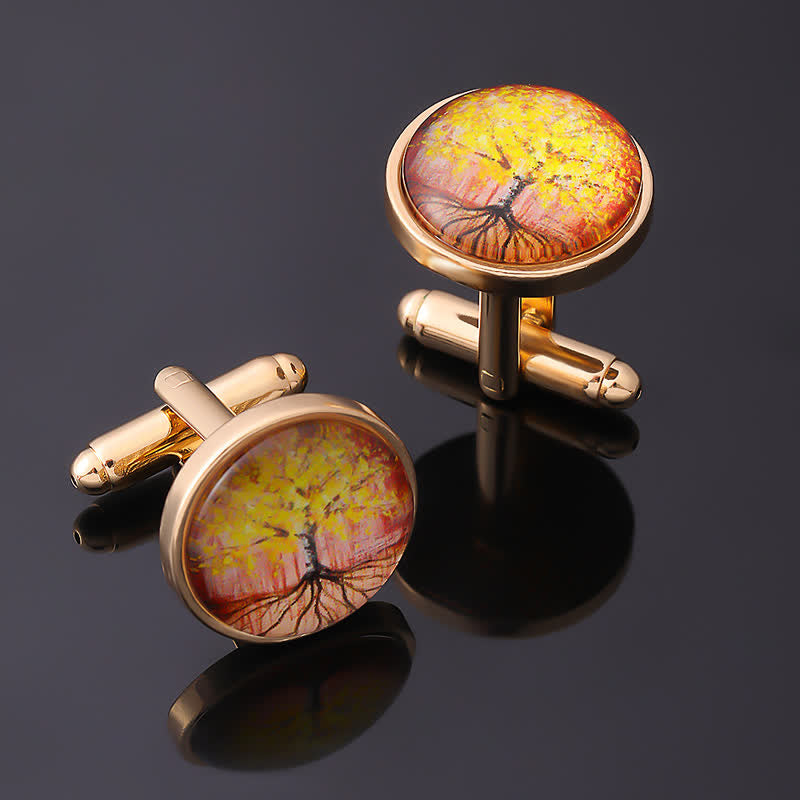 Gemelli da uomo con albero della vita in oro - image 1