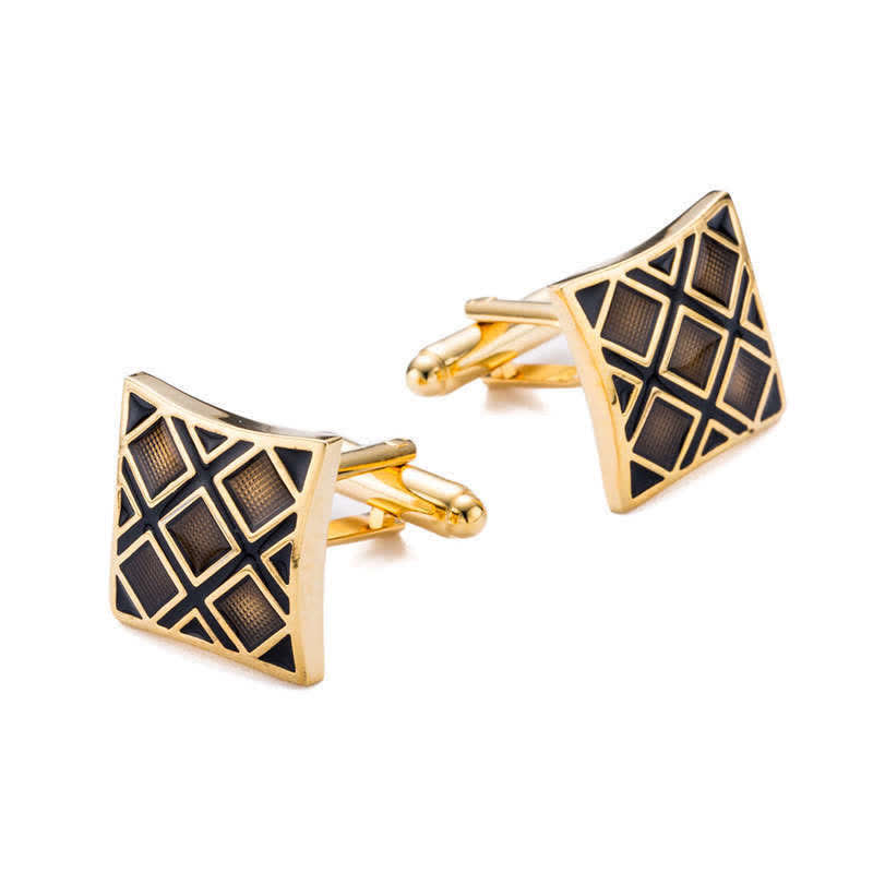Gemelli da uomo rettangolari diagonali in oro e nero - Oro e nero - image 0