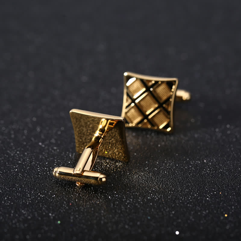 Gemelli da uomo rettangolari diagonali in oro e nero - image 1