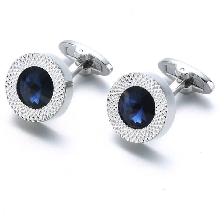 Gemelli da polso da uomo con cristalli e pietre preziose - Blu e argento - image 0