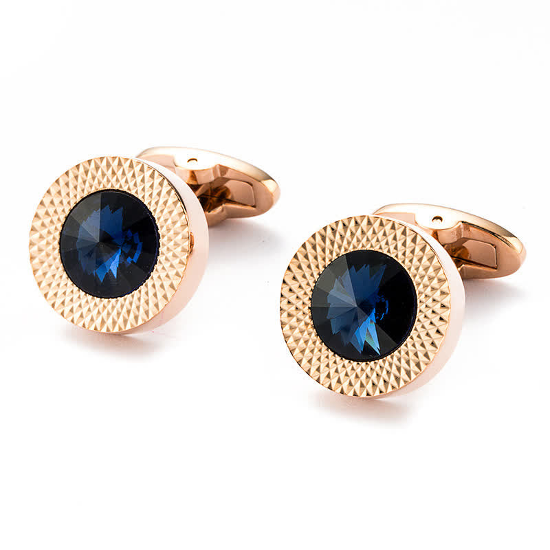 Gemelli da polso da uomo con cristalli e pietre preziose - Blu e oro - image 3