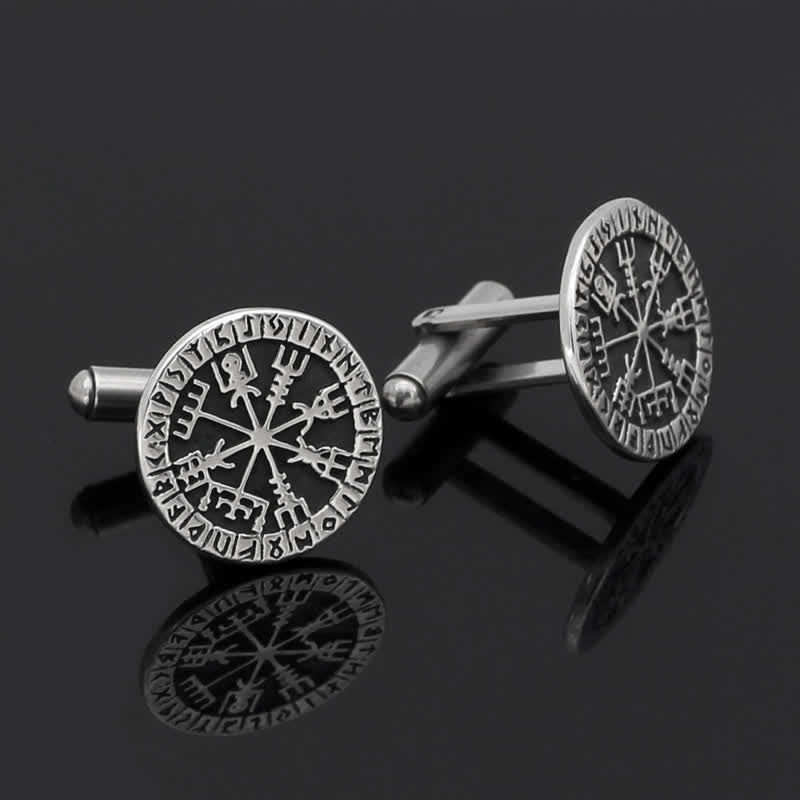 Gemelli da uomo con bussola vichinga e runa Vegvisir - image 1