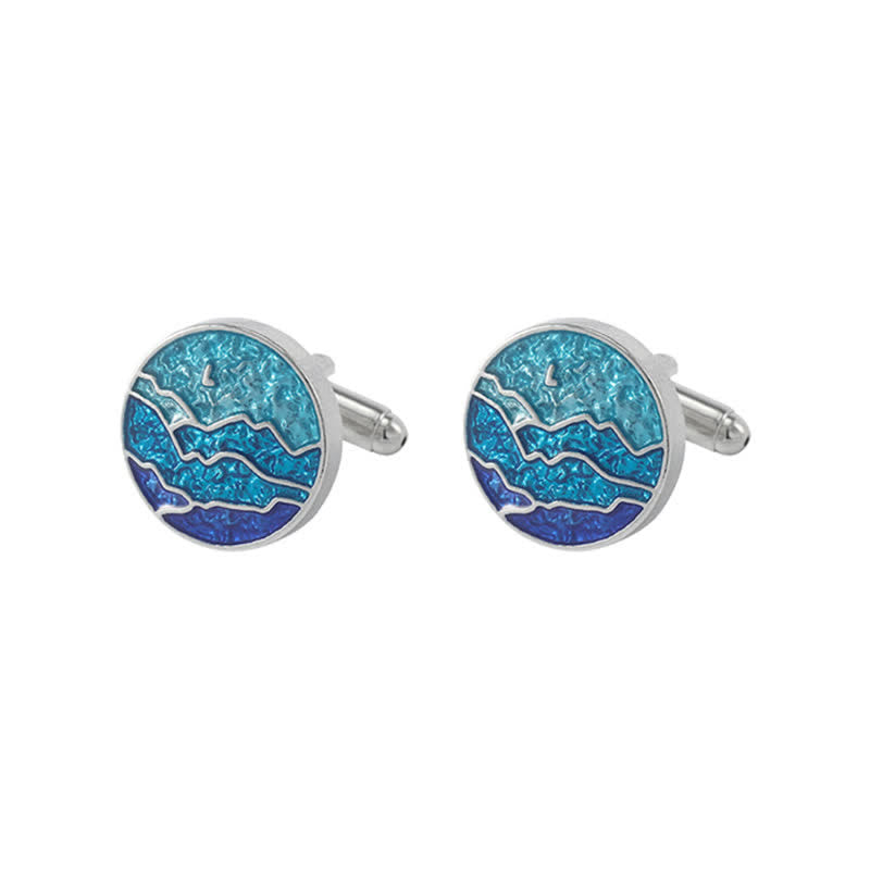Gemelli da uomo classici con fiocco di neve in smalto blu - Stile n. 2 - image 10