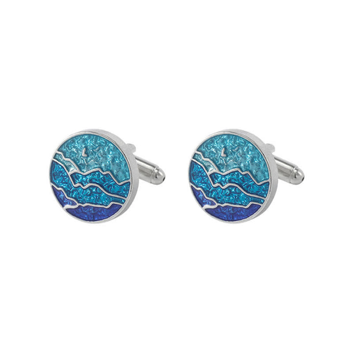 Gemelli da uomo classici con fiocco di neve in smalto blu - Stile n. 2 - image 10