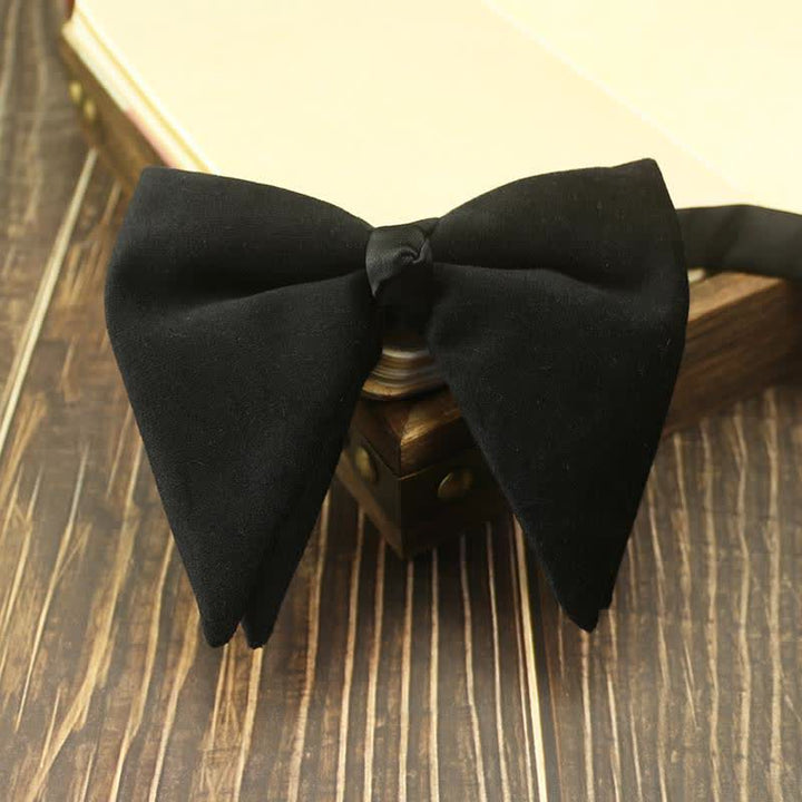 Papillon da sposa a punta oversize in velluto da uomo - Nero #2 - image 12