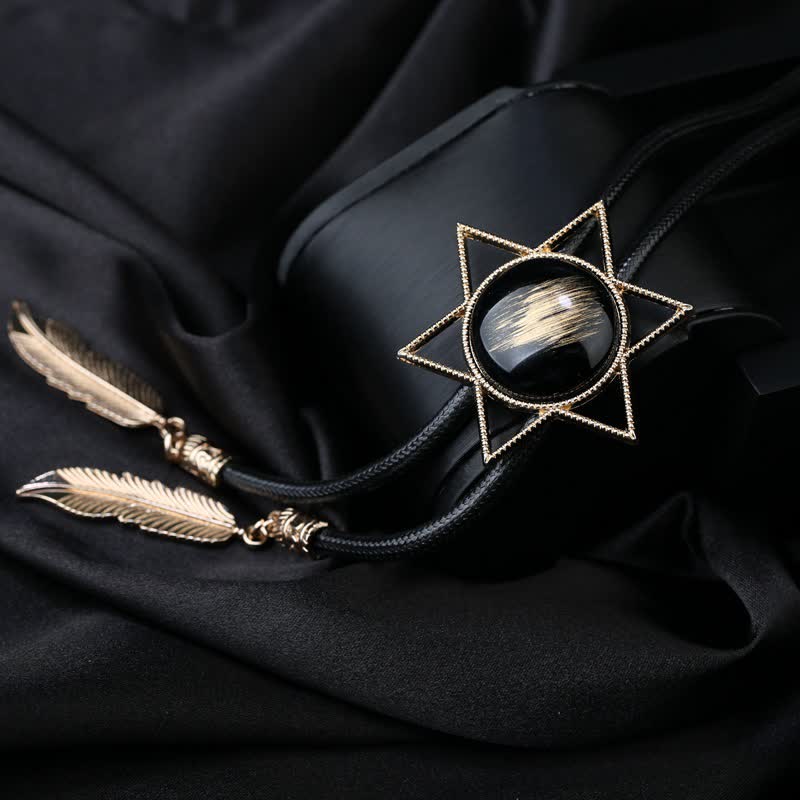 Cravatta Bolo con colletto in pietra preziosa a forma di stella esagramma - Oro - image 0