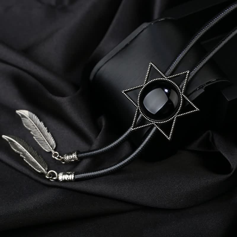 Cravatta Bolo con colletto in pietra preziosa a forma di stella esagramma - Argento - image 5