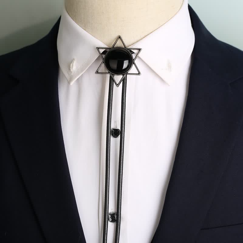 Cravatta Bolo con colletto in pietra preziosa a forma di stella esagramma - image 6