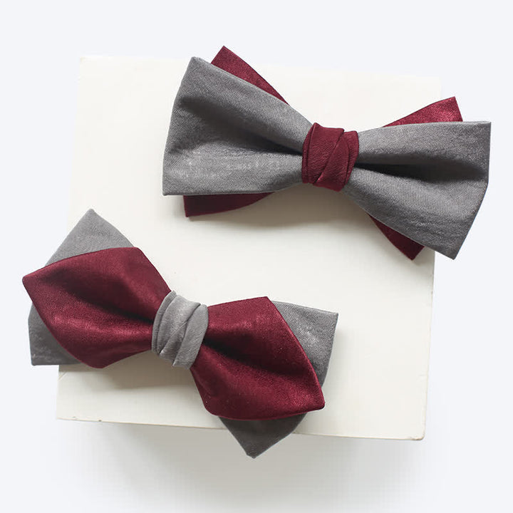 Papillon doppio strato bordeaux e grigio da uomo - image 0