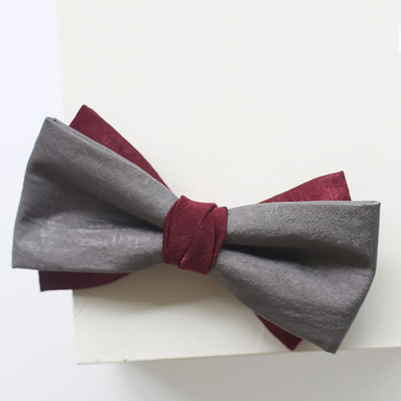 Papillon doppio strato bordeaux e grigio da uomo - image 5