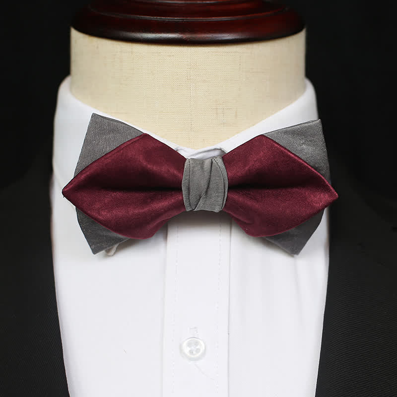 Papillon doppio strato bordeaux e grigio da uomo - Stile n. 3 - image 6