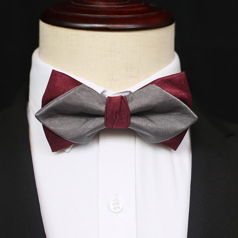 Papillon doppio strato bordeaux e grigio da uomo - Stile n. 4 - image 8