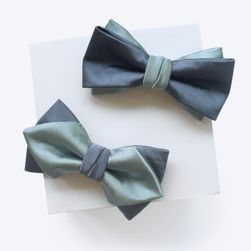 Papillon doppio strato grigio-blu verde pallido da uomo - image 0
