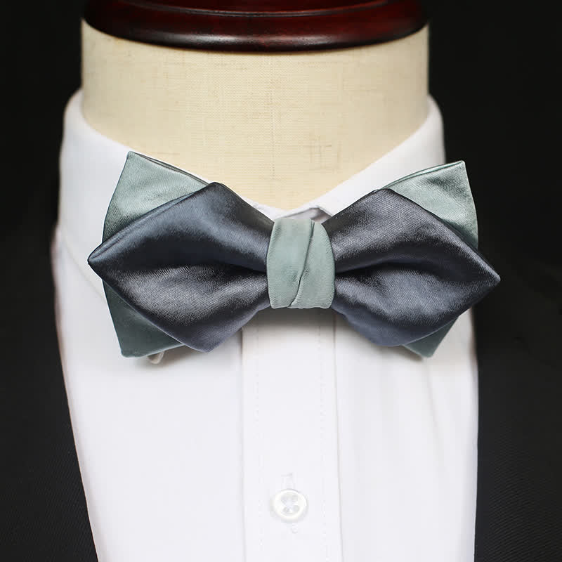 Papillon doppio strato grigio-blu verde pallido da uomo - Stile n. 4 - image 8