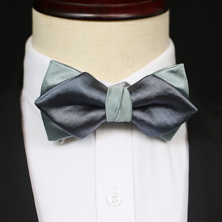 Papillon doppio strato grigio-blu verde pallido da uomo - Stile n. 4 - image 8