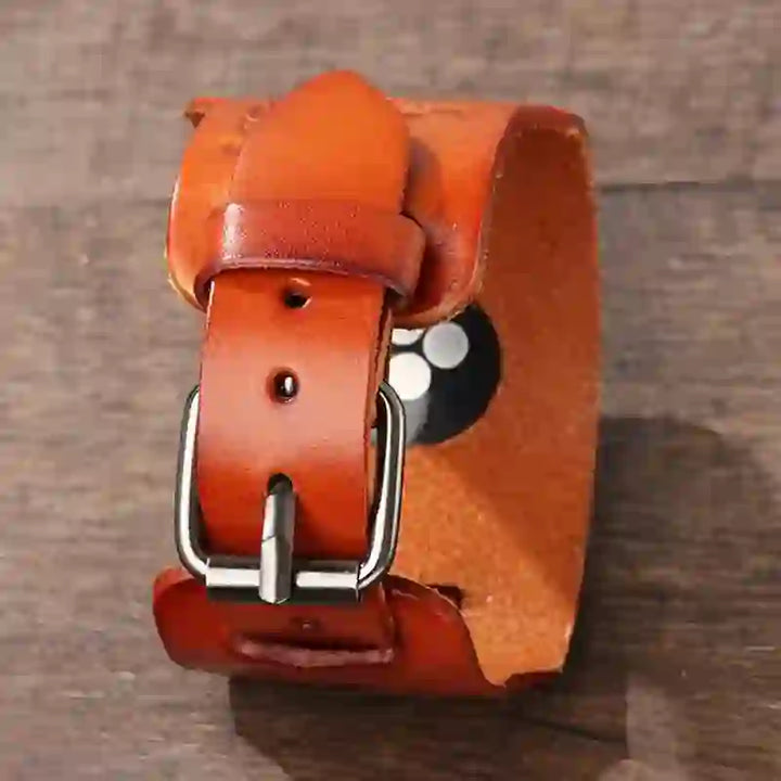 Cinturino per orologio in pelle con bussola vichinga e drago totem - image 7