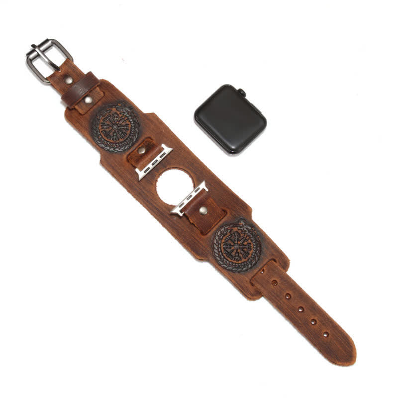 Cinturino per orologio in pelle con bussola vichinga e drago totem - Marrone - Dimensioni quadrante orologio 42mm/44mm - image 11