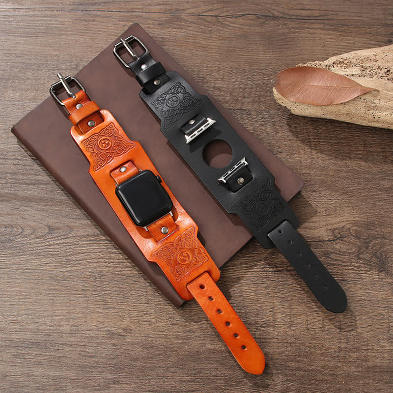 Cinturino per orologio in pelle con nodo celtico vichingo e totem - image 8