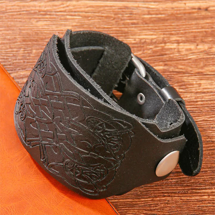 Cinturino per orologio in pelle con motivo a nodo celtico in rilievo - image 8