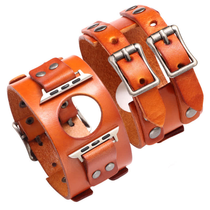 Elegante cinturino doppio in vera pelle per orologio - image 10