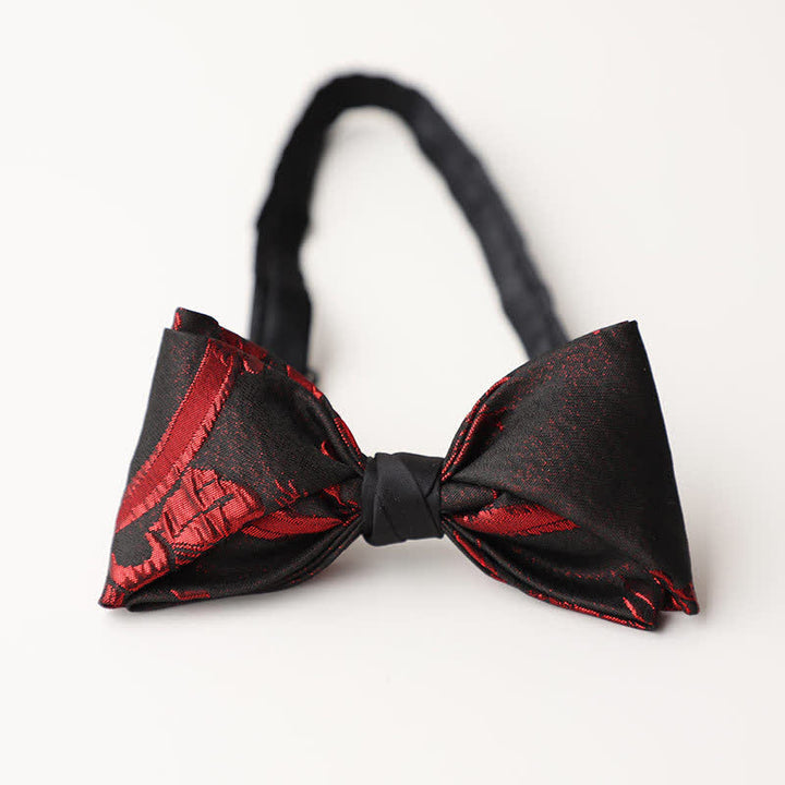 Papillon nero con motivo floreale rosso da uomo - Stile n. 1 - image 2