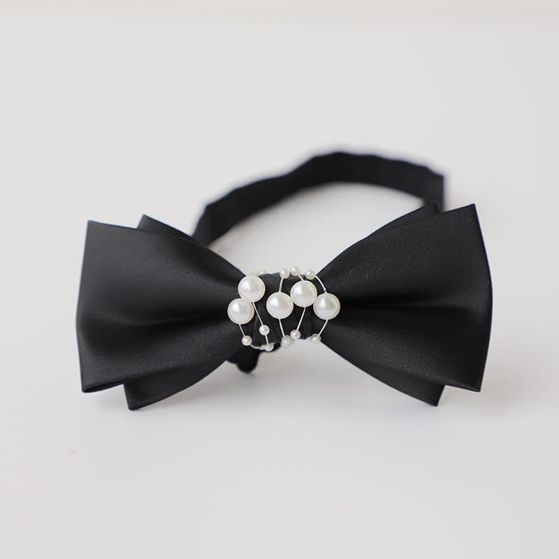 Papillon da sposa nero perlato da uomo con temperamento - Stile n. 2 - image 3