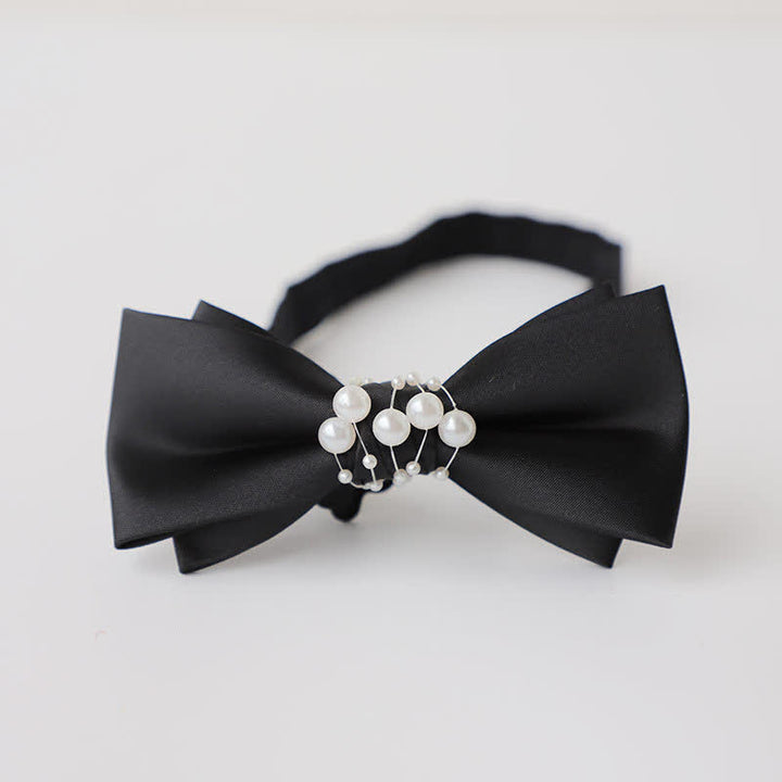 Papillon da sposa nero perlato da uomo con temperamento - Stile n. 2 - image 3