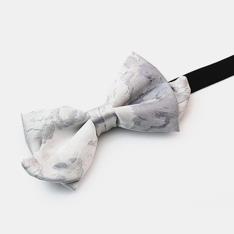 Papillon elegante grigio bianco in pura seta da uomo - image 2