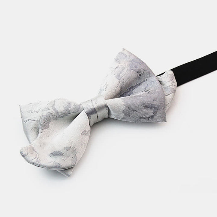 Papillon elegante grigio bianco in pura seta da uomo - image 2