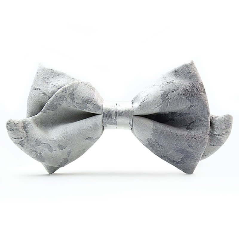 Papillon elegante grigio bianco in pura seta da uomo - Grigio e bianco - image 0