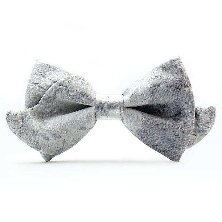 Papillon elegante grigio bianco in pura seta da uomo - Grigio e bianco - image 0